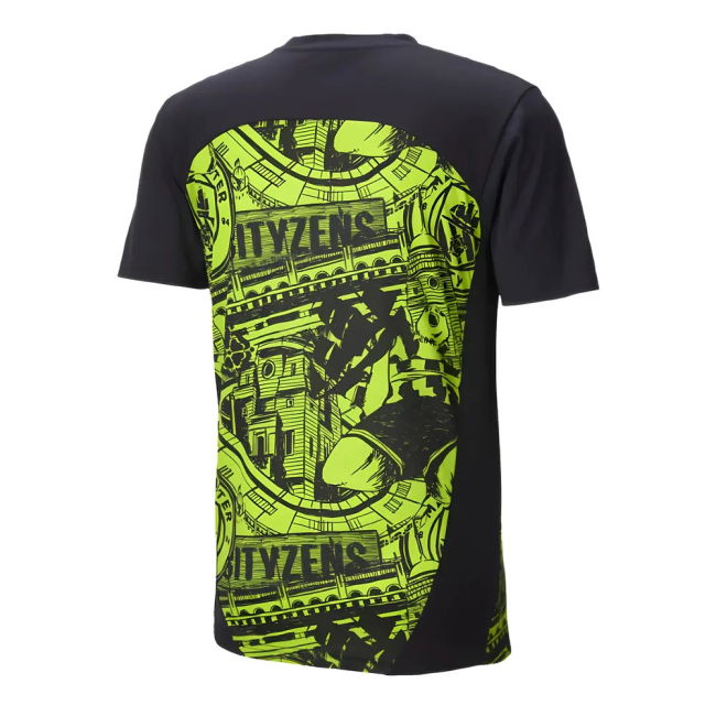 Football Man City Pre Match Shirt Yellow Glow Kids De Bruyne #17 A...