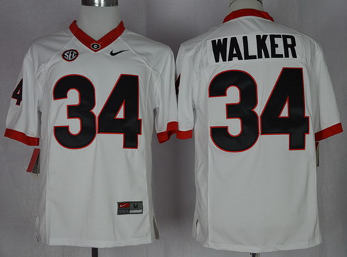 comfortable Men's UGA Bulldogs Herschel Walker #34 White 2014