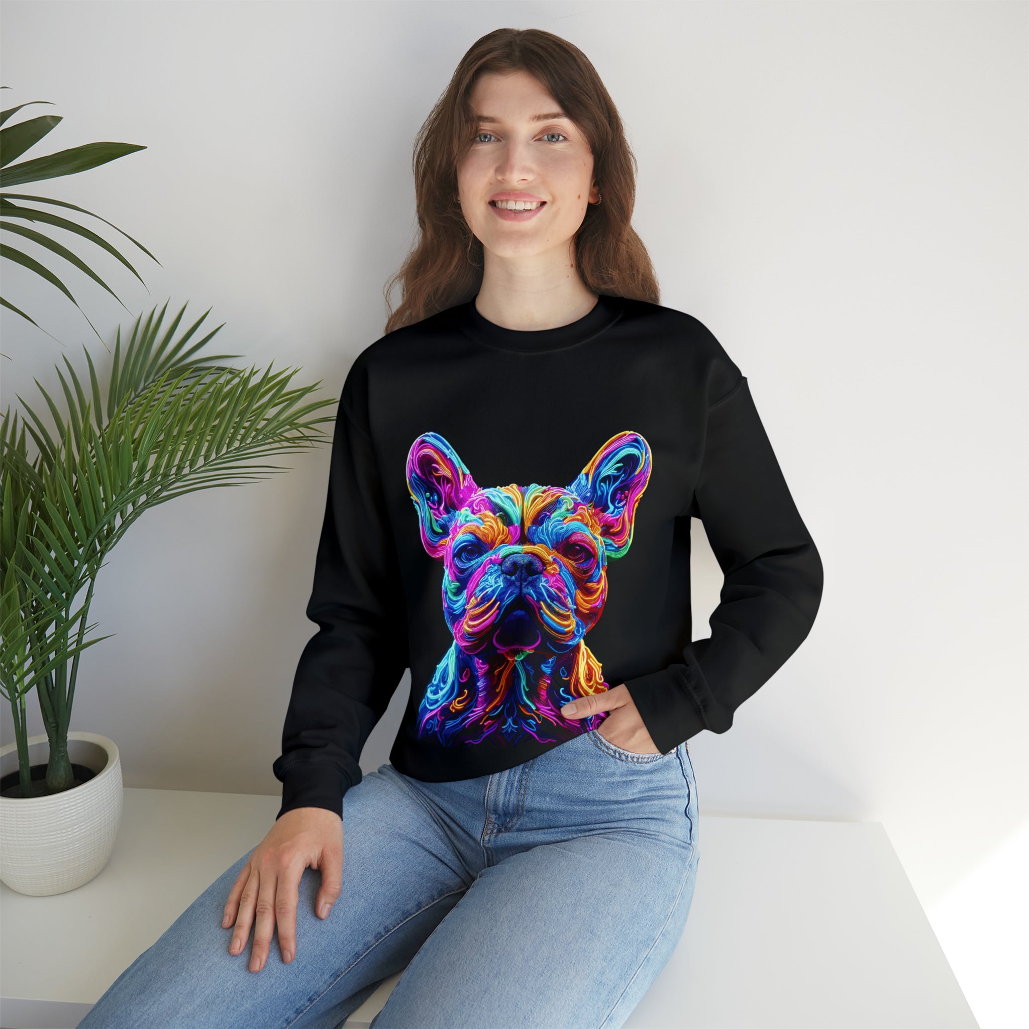 French Bulldog Neon Style Unisex Sweatshirt Useful Frenchie Gear