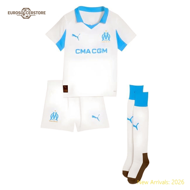 Marseille Children 2025 Home Jersey Shirt Football Fan Apparel