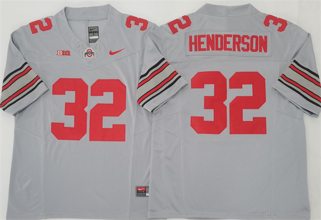 Men's OSU Ohio #32 None Gray 2025 comfortable premium Jersey