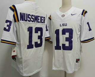Men's LSU LA Tigers White 2024 replica Garrett Nussmeier #13