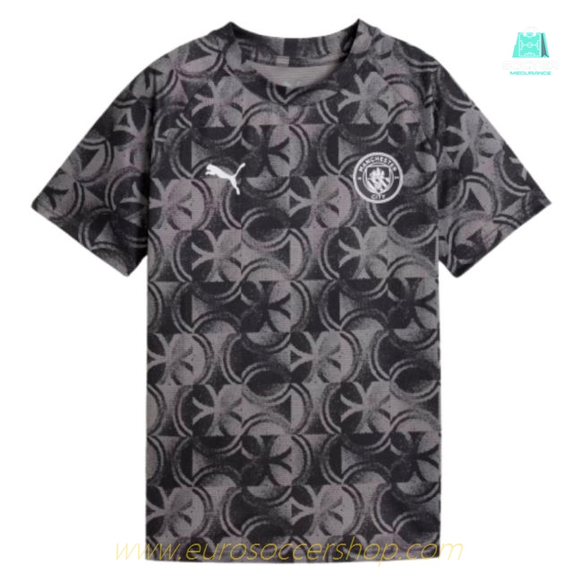 2025-2026 Man City Warm Up Jersey (Black) - Kids (Haaland 9)