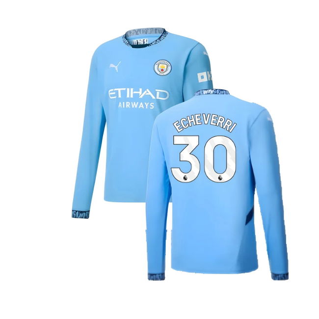 2024-2025 Home Shirt by Man City Long Sleeve (Unisex
