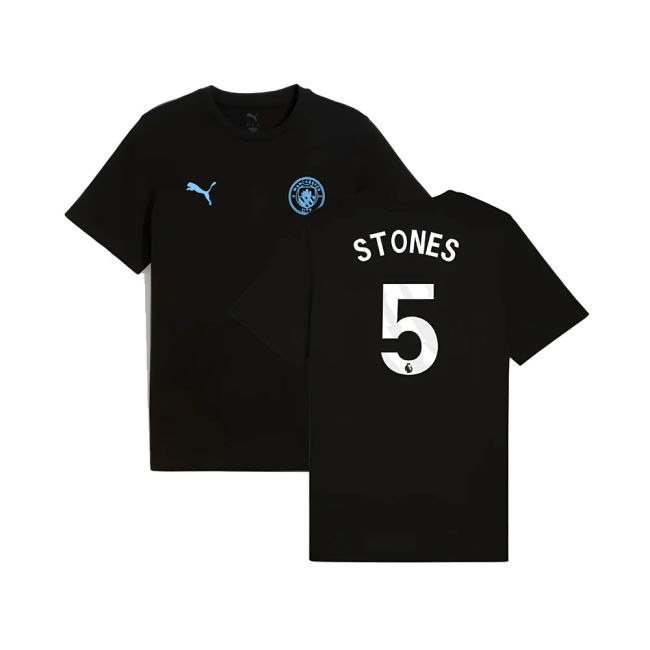 2025-2026 Man City FtblESS Tee (Black) (Stones 5)