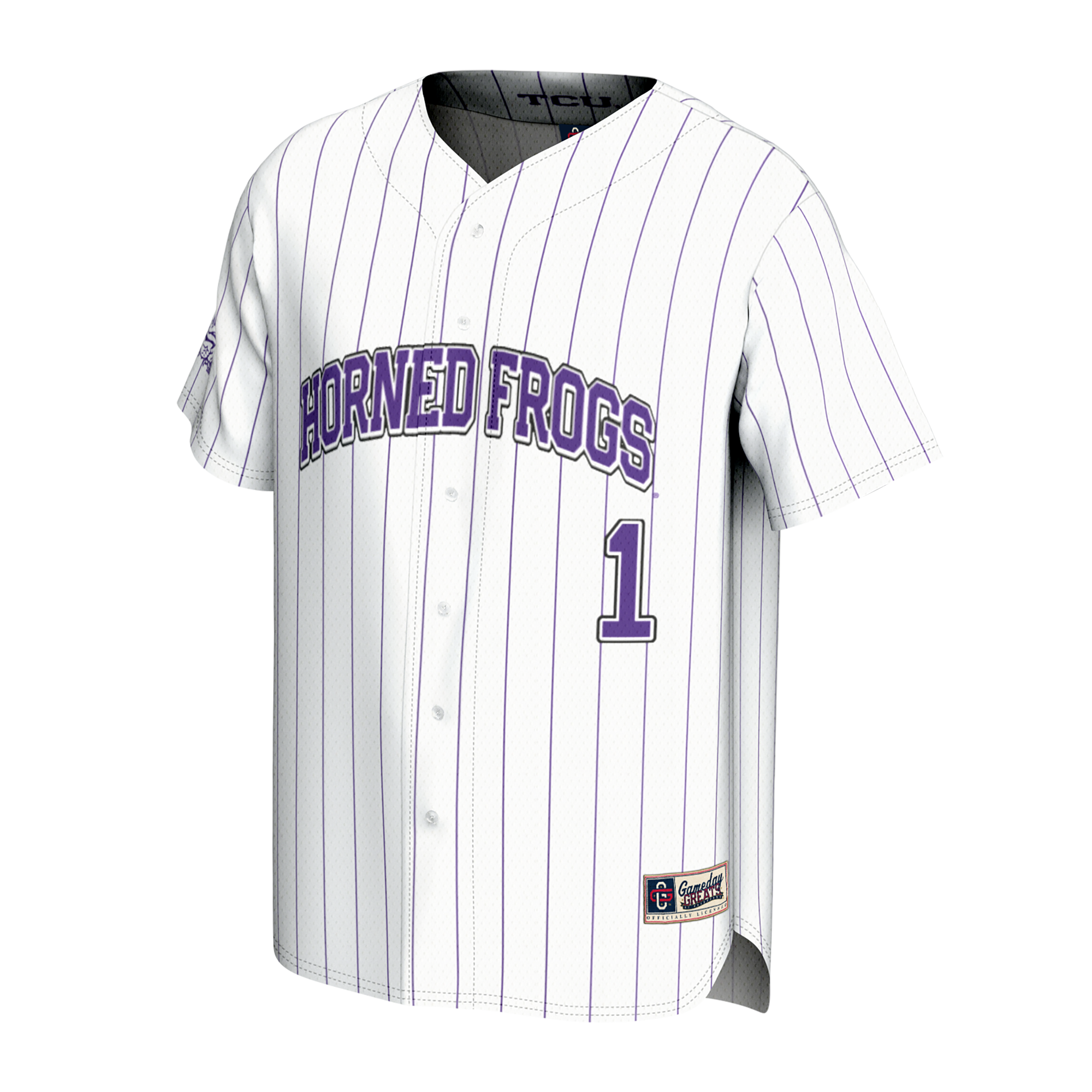 [NJP] TCU Horned Frogs GameDay Greats Youth Lightweight Collegiate Baseball Fashion Jersey - White