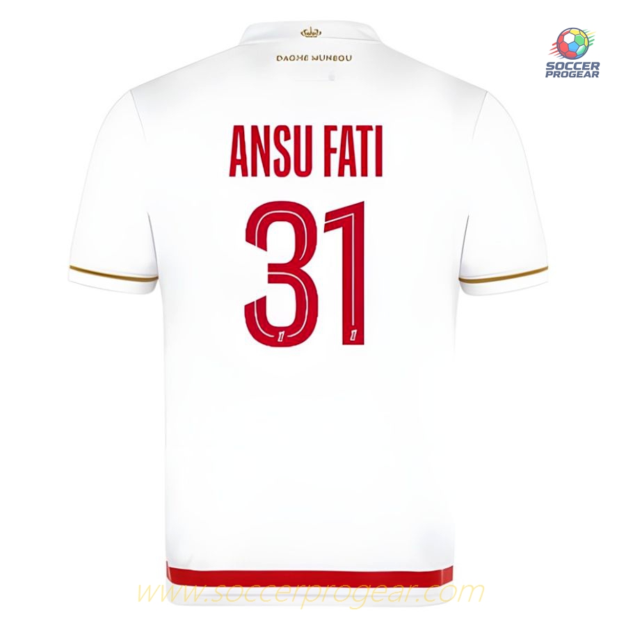 AS Monaco Home Team Soccer Jersey 2025-2026 Season Ansu Fati
