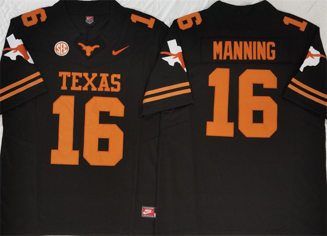premium Men's UT Longhorns Peyton Manning #16 Black 2024 Football