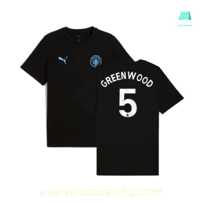 2025-2026 Man City FtblESS Tee (Black) (Greenwood 5)