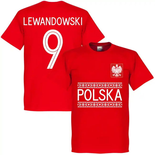 Poland Lewandowski 9 Team T-Shirt - Red Premium Holland