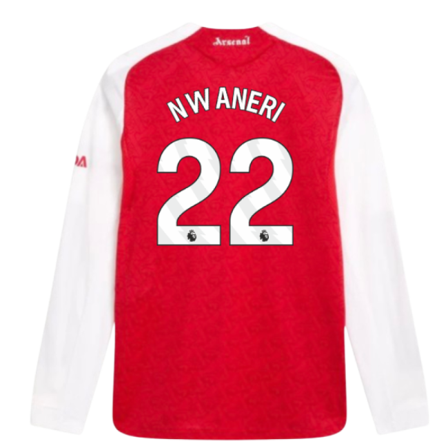 2025-2026 Arsenal Authentic Long Sleeve Home Shirt (Nwaneri 22) - f...