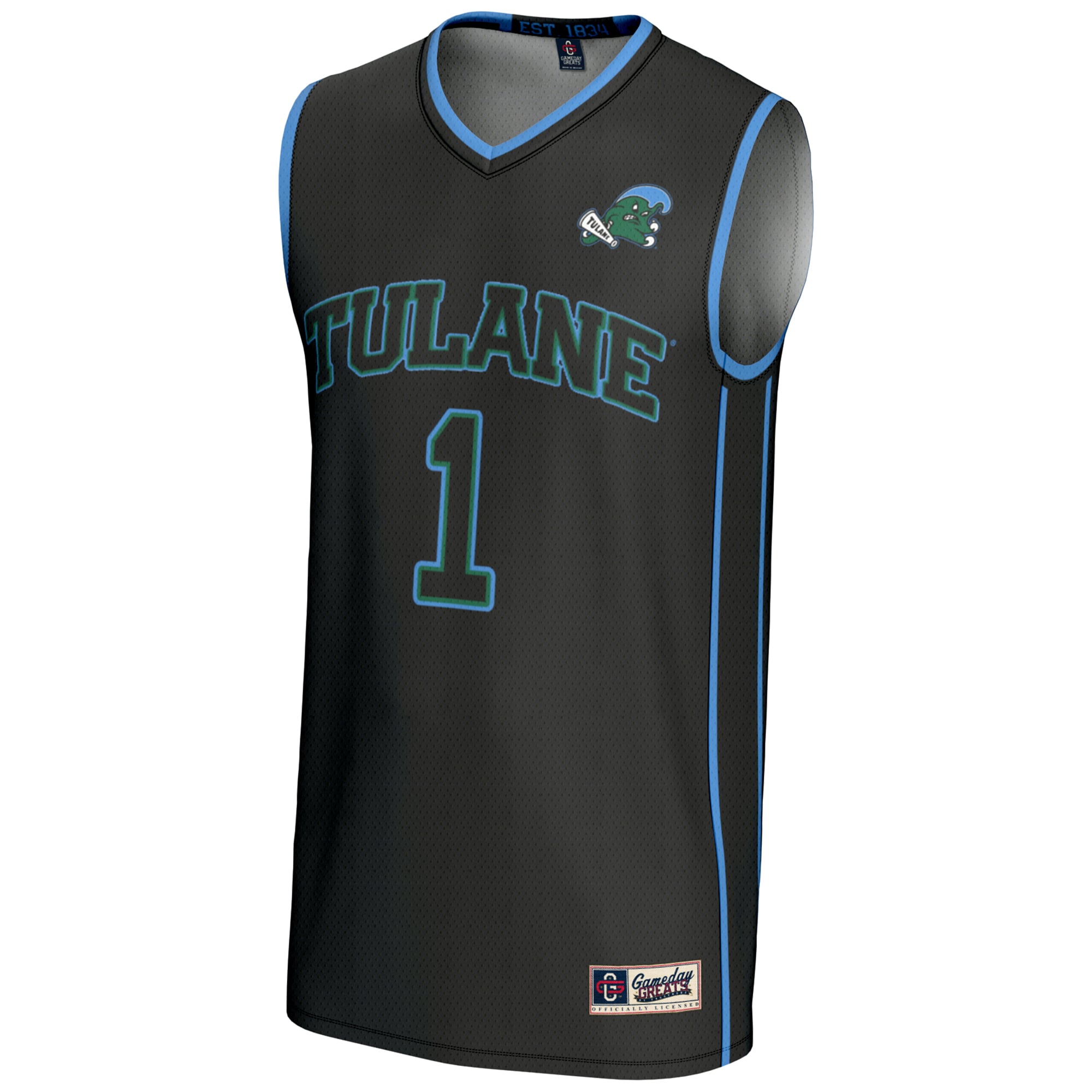 #1 Tulane Green Wave GameDay Greats Lightweight Basketball Jersey - Black