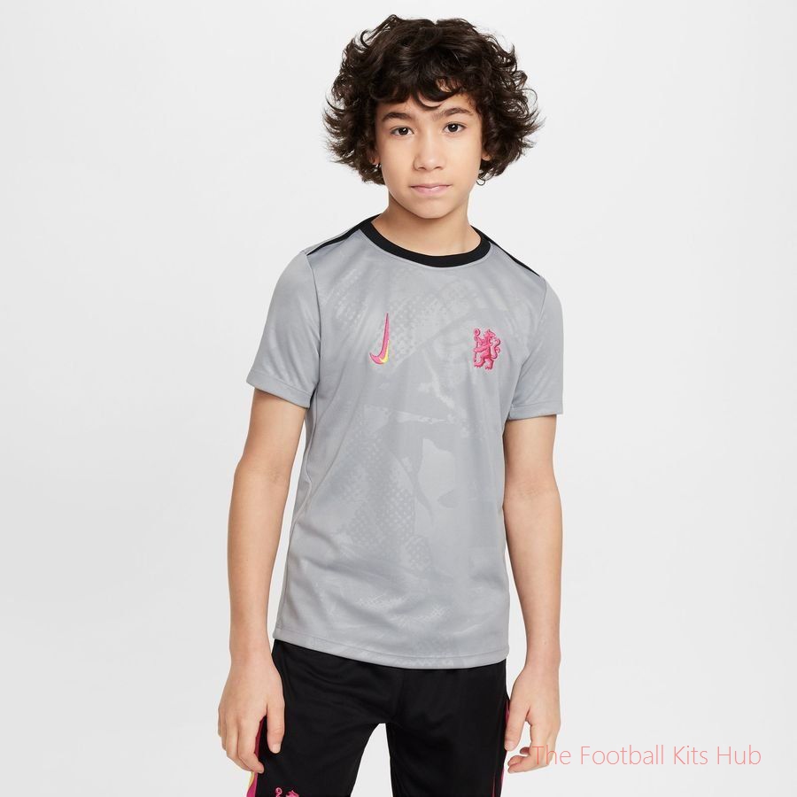 Chelsea Training T-Shirt Dri-FIT Academy Pro Pre Match 3rd - Particle Grey/Black/Pink Prime Kids