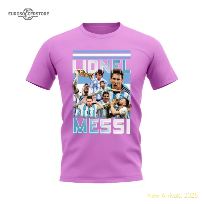 Lionel Messi Bootleg T-shirt (pink) - World Cup Winner - Official Design