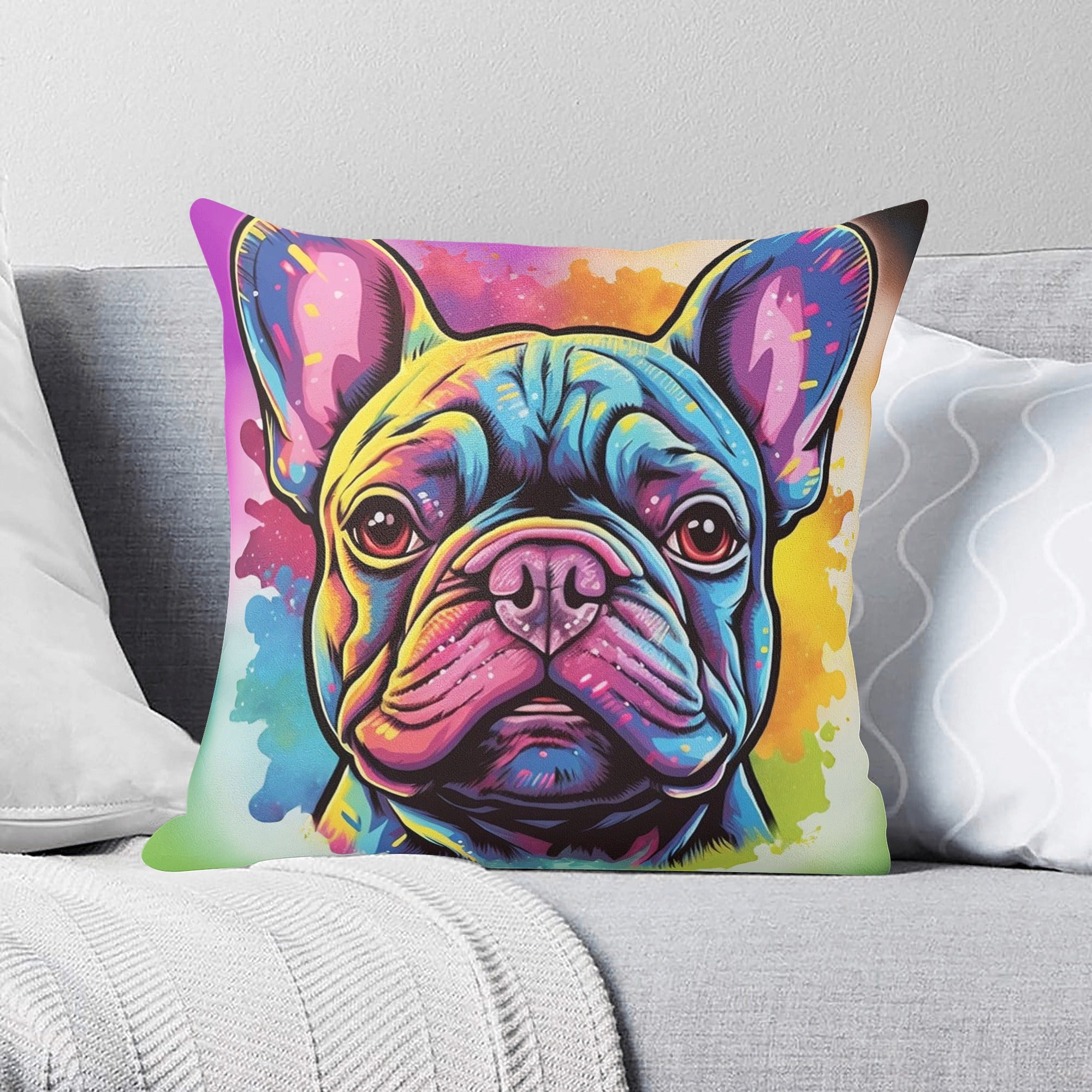 Street-Ready Adorable Frenchie Face - Pillow Cover for Daily Life