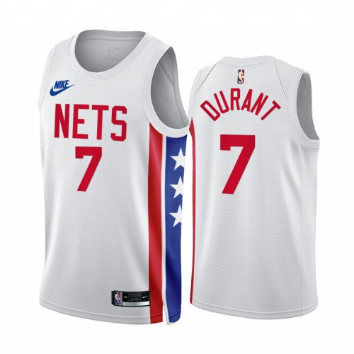 White BKN Kevin Durant #7 Nike Modern Jersey Basketball Jersey