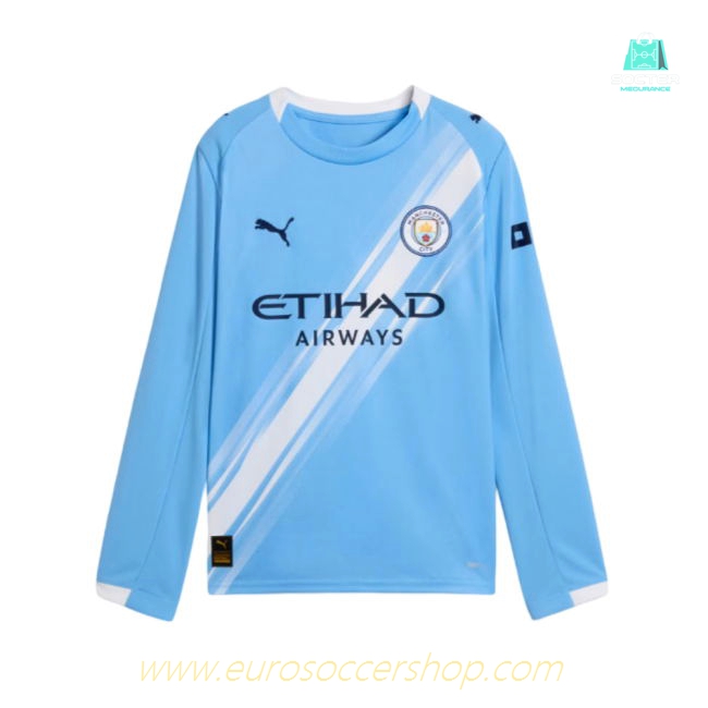 2025-2026 Man City Long Sleeve Home Shirt (Kids) (De Bruyne 17)