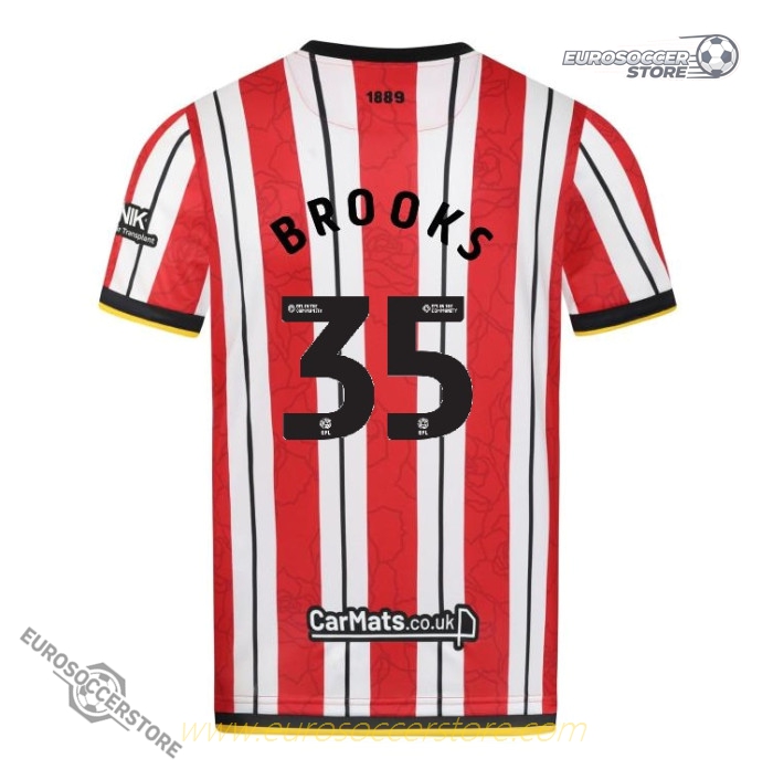 Sheffield United's 24-25 Season Home Jersey with BROOKS 35 Printing