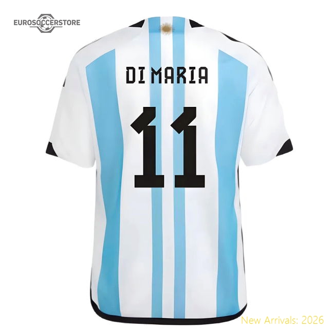 Argentina 2022 World Cup Winners Home Shirt - Kids (DI MARIA 11)