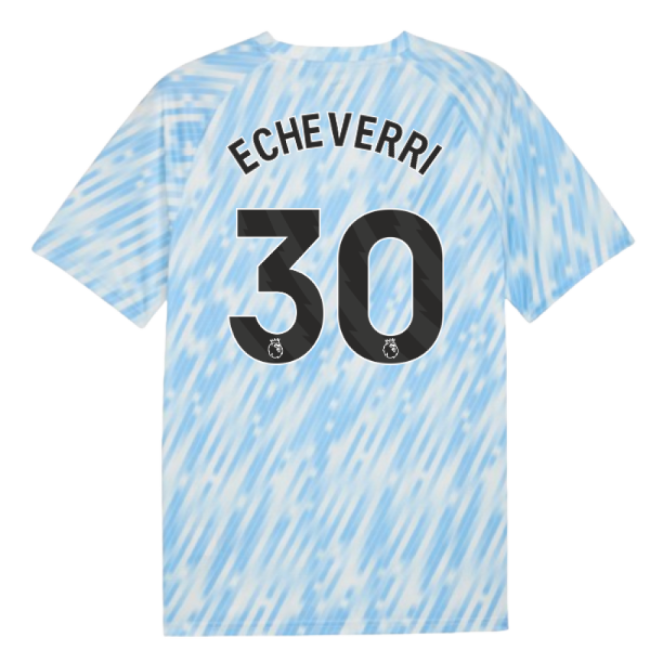 2025-2026 Man City Warm Up Performance Jersey Silver Sky Echeverri 30