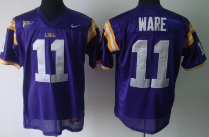 embroidered Men's LSU Bayou Bengals Spencer Ware #11 Purple 2024