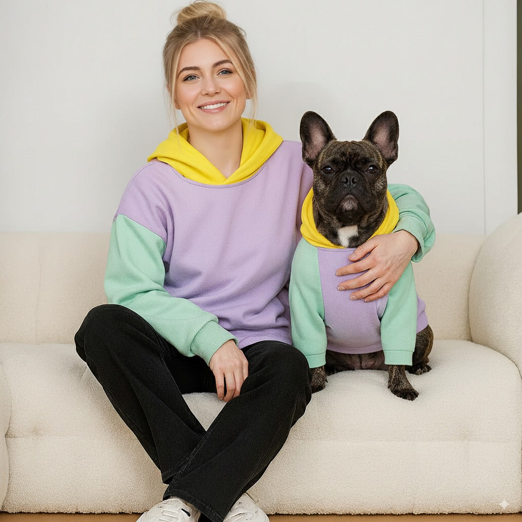 Hoodie – Pastel Colorblock Sweatshirt For Dog And Owner Casual Wear