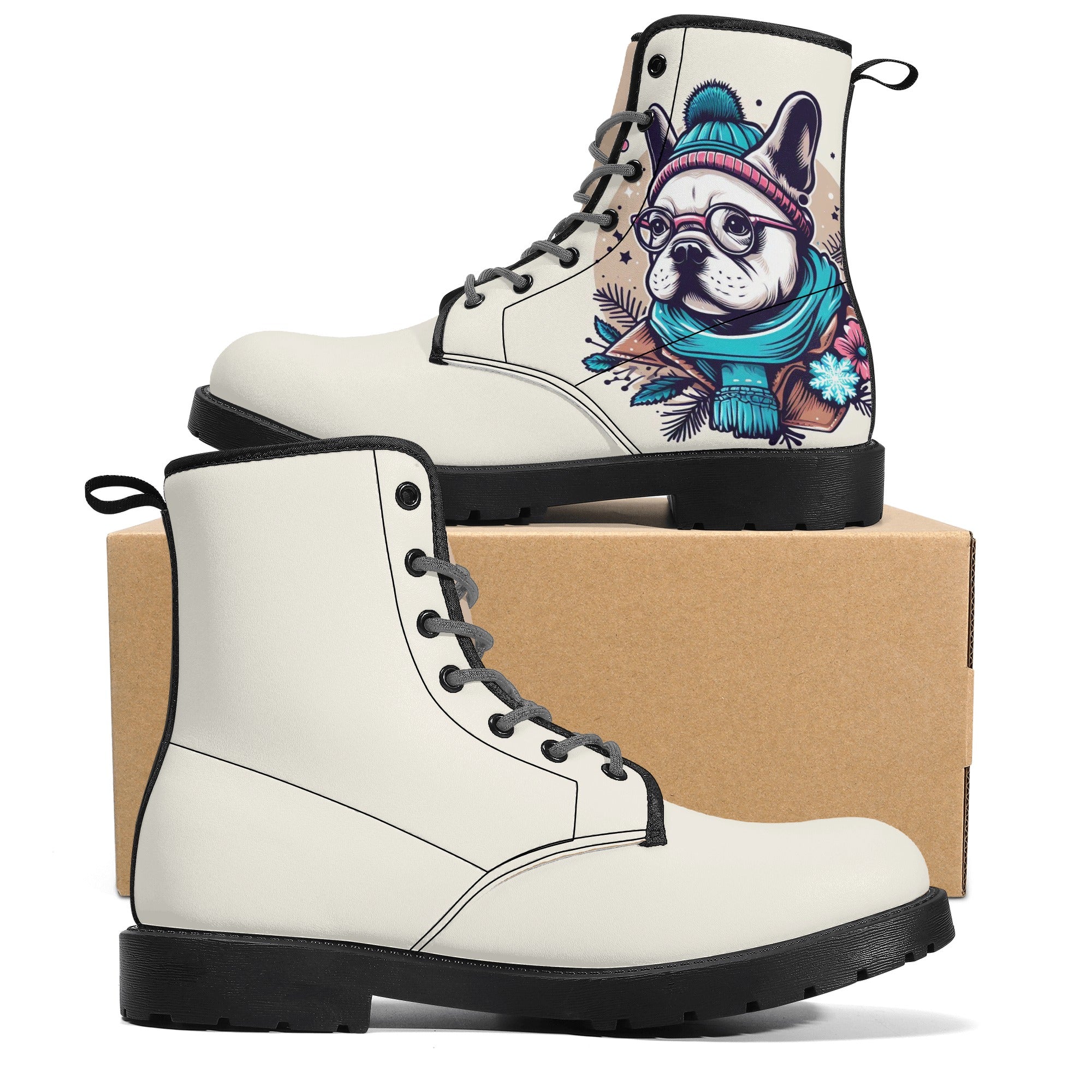 Trendy Stylish Molly - Casual Leather Boots For Frenchie Fans