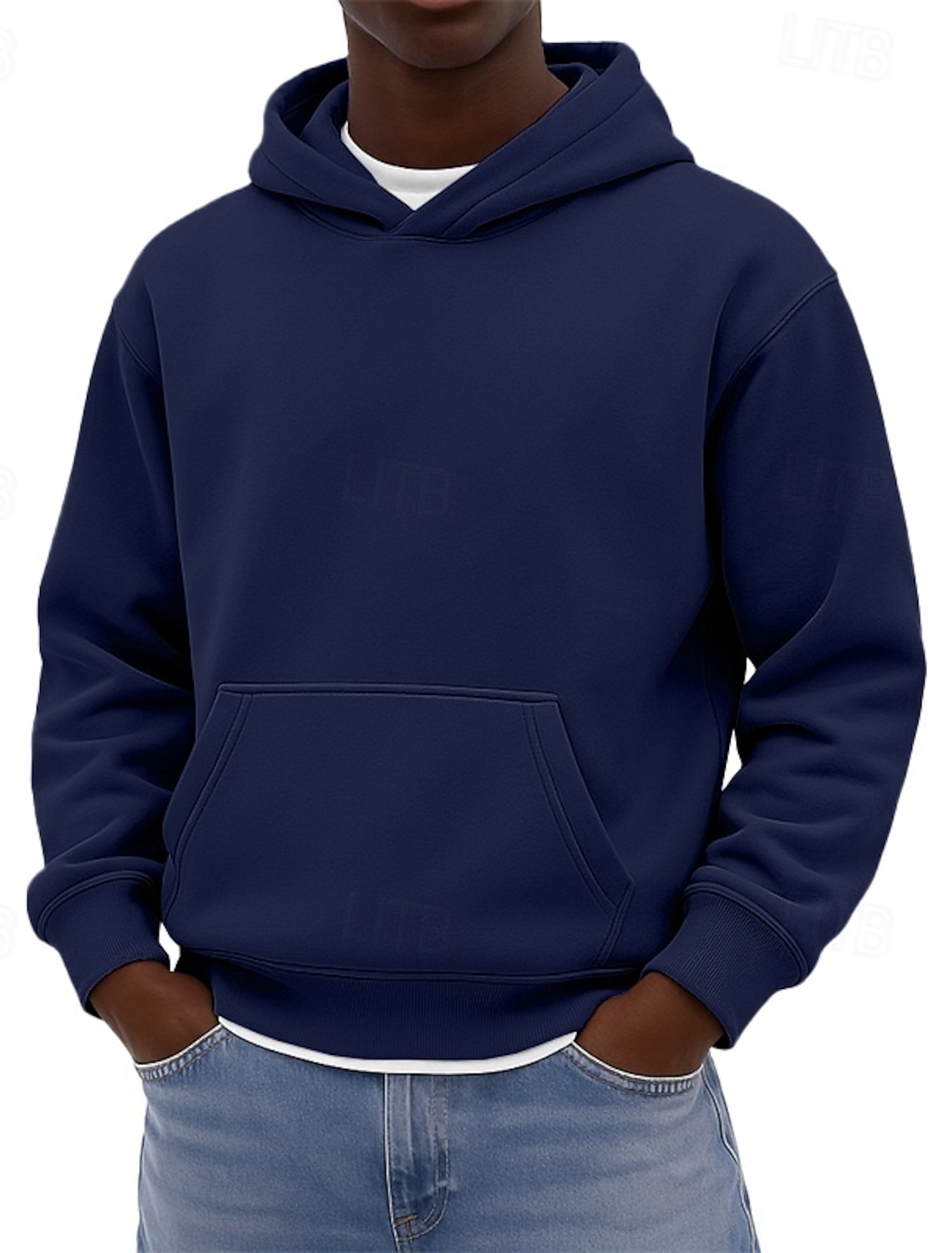 Men's Hoodie Pullover Black White Burgundy Navy Blue Royal Hooded
