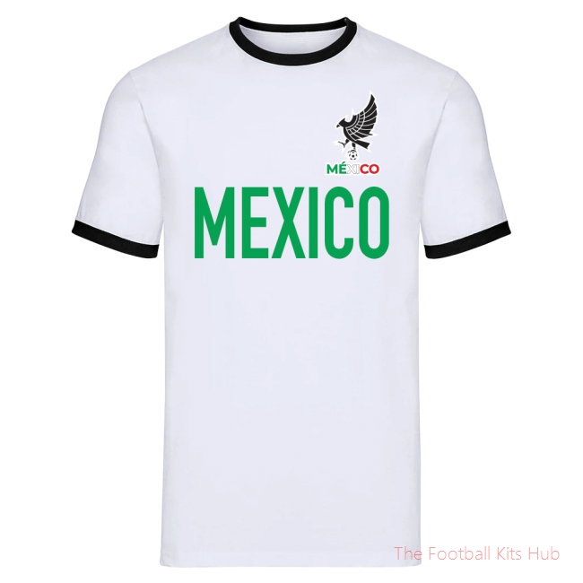 Mexico Logo & Text Ringer Tee (White)