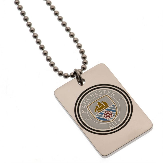 Men's Manchester City FC Enamel Crest Dog Tag & Chain