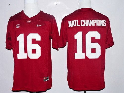 Men's Bama Crimson Tide Red 2016 alternate jersey Natl Champions