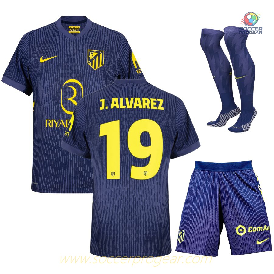 Atletico Madrid Away Kids Edition Football Kit Soccer Jersey 2025/26 Collection Alvarez