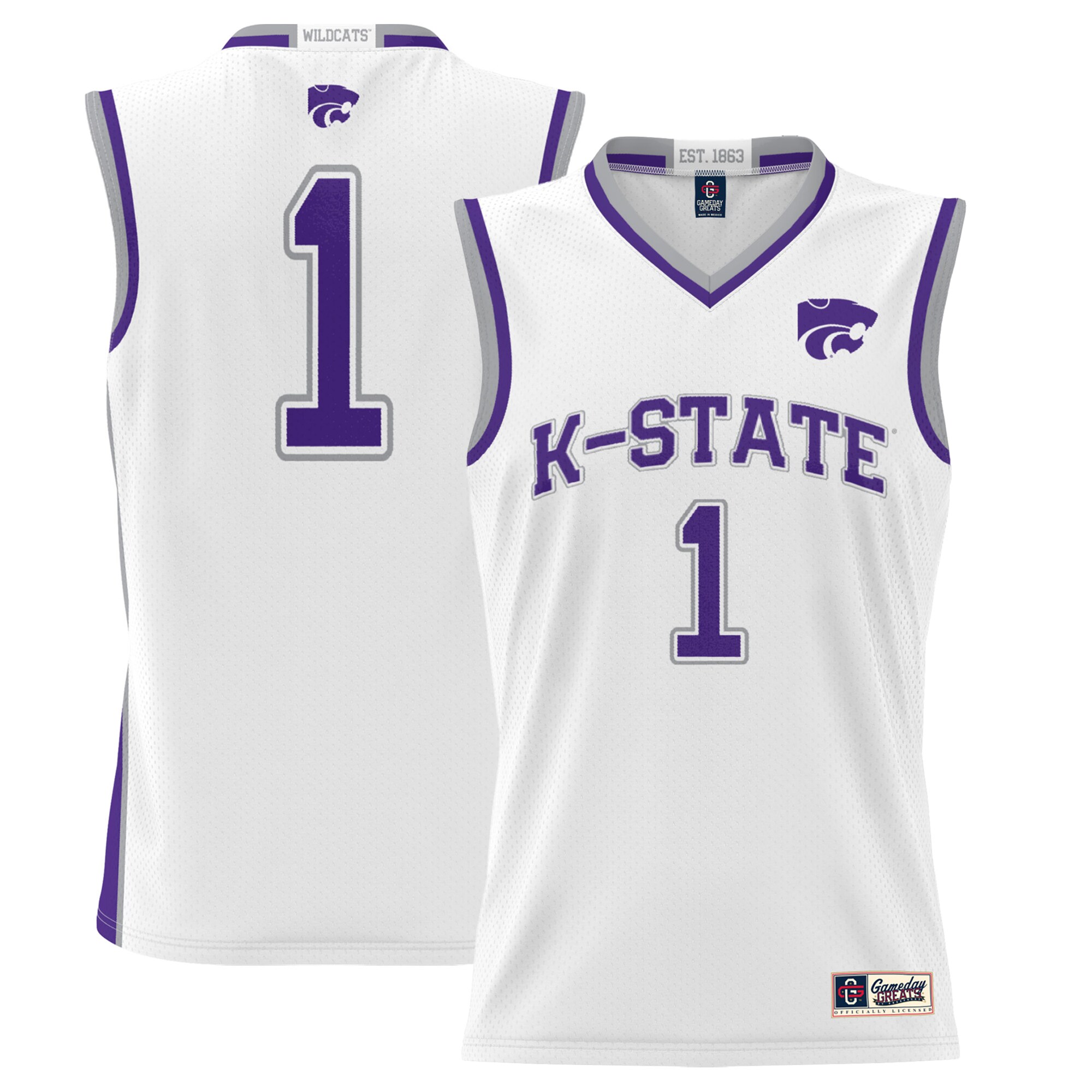 [DDG] Kansas State Wildcats GameDay Greats Youth Lightweight Basketball Jersey - White