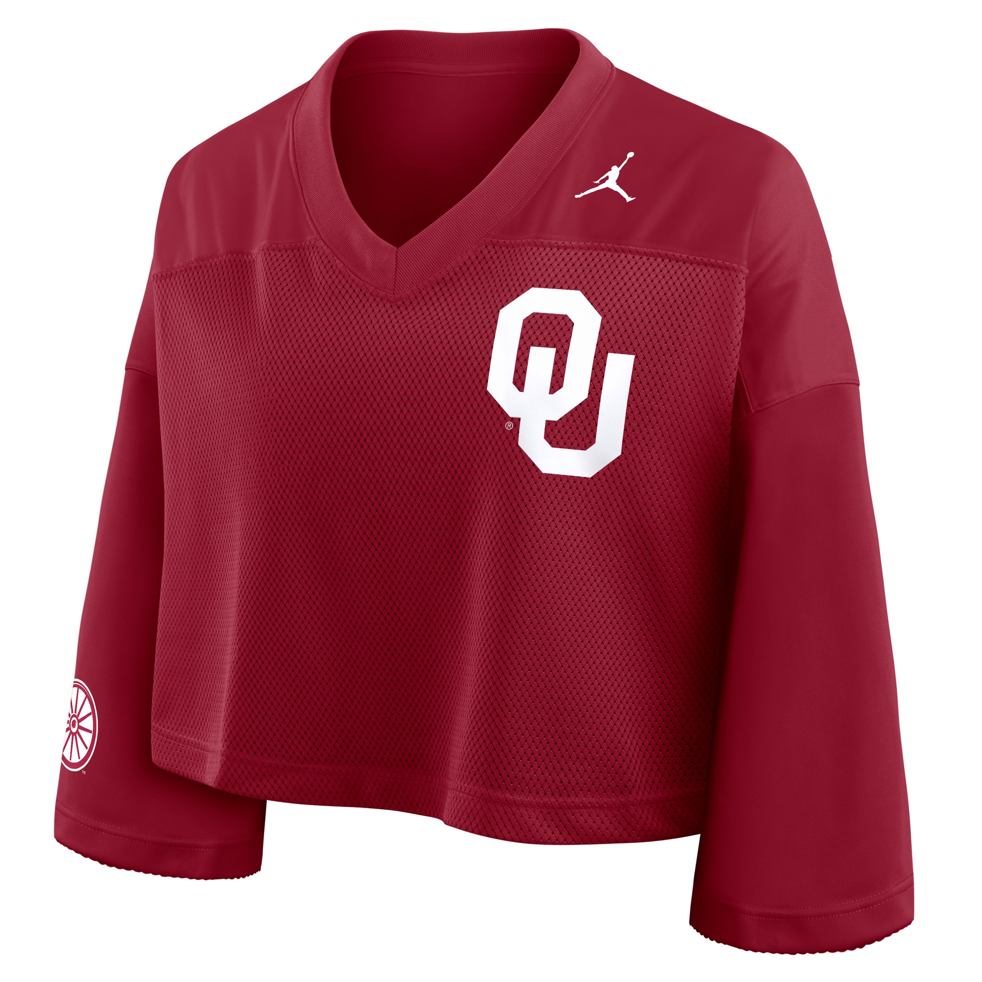 [NJP] Oklahoma Sooners Women's Cropped Mesh Dri-FIT Fashion Jersey - Crimson