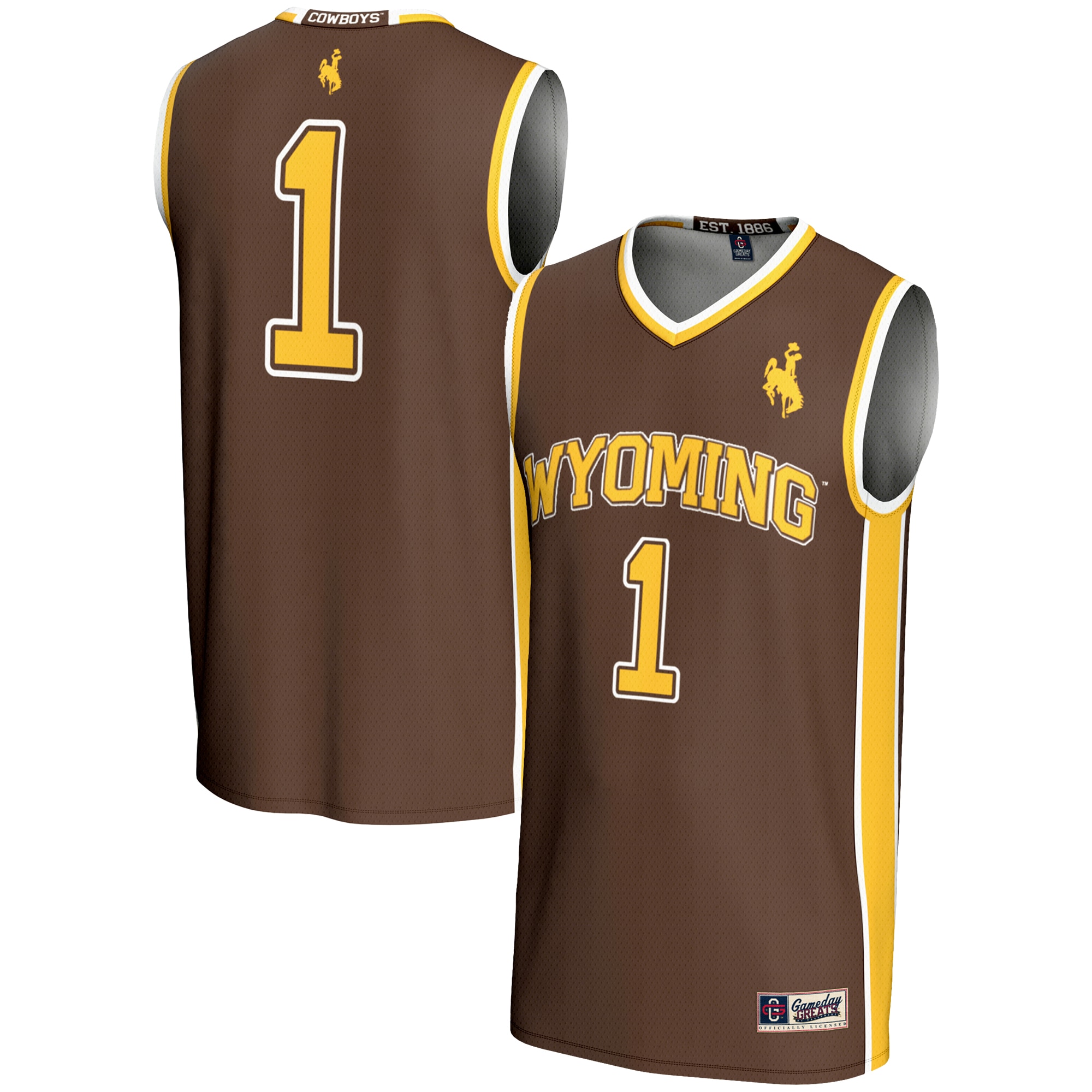 [NJP] Youth Wyoming Cowboys GameDay Greats Lightweight Basketball Jersey - Brown