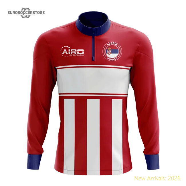 Serbia Concept Football Half Zip Midlayer Top (Red-White)