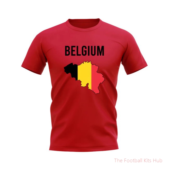 Men Belgium Map T-shirt (Red) UEFA Euro