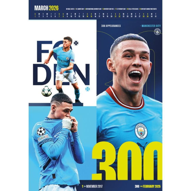 Adult Manchester City FC Deluxe Calendar 2026