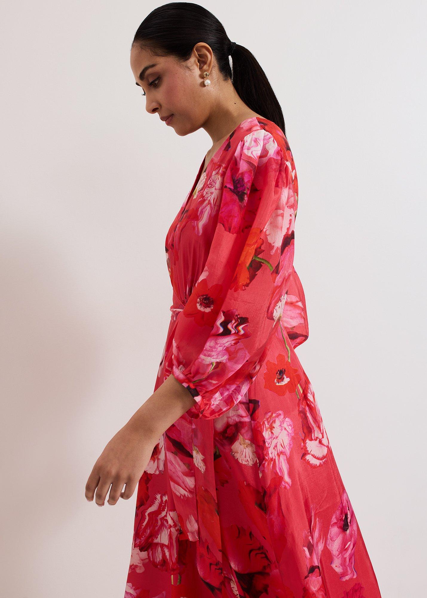 Petite Federica Floral Sleeve Midi Dress