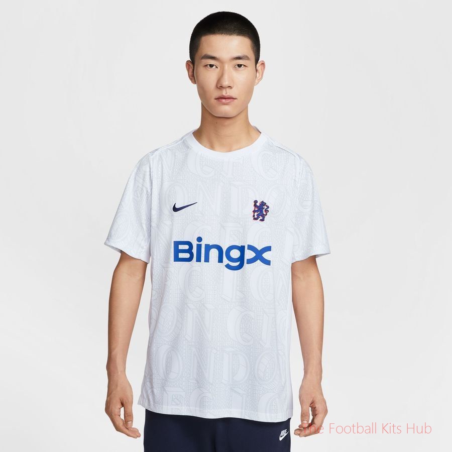 Chelsea Training T-Shirt Dri-FIT Academy Pro Pre Match - White/Pure Platinum/Rush Blue