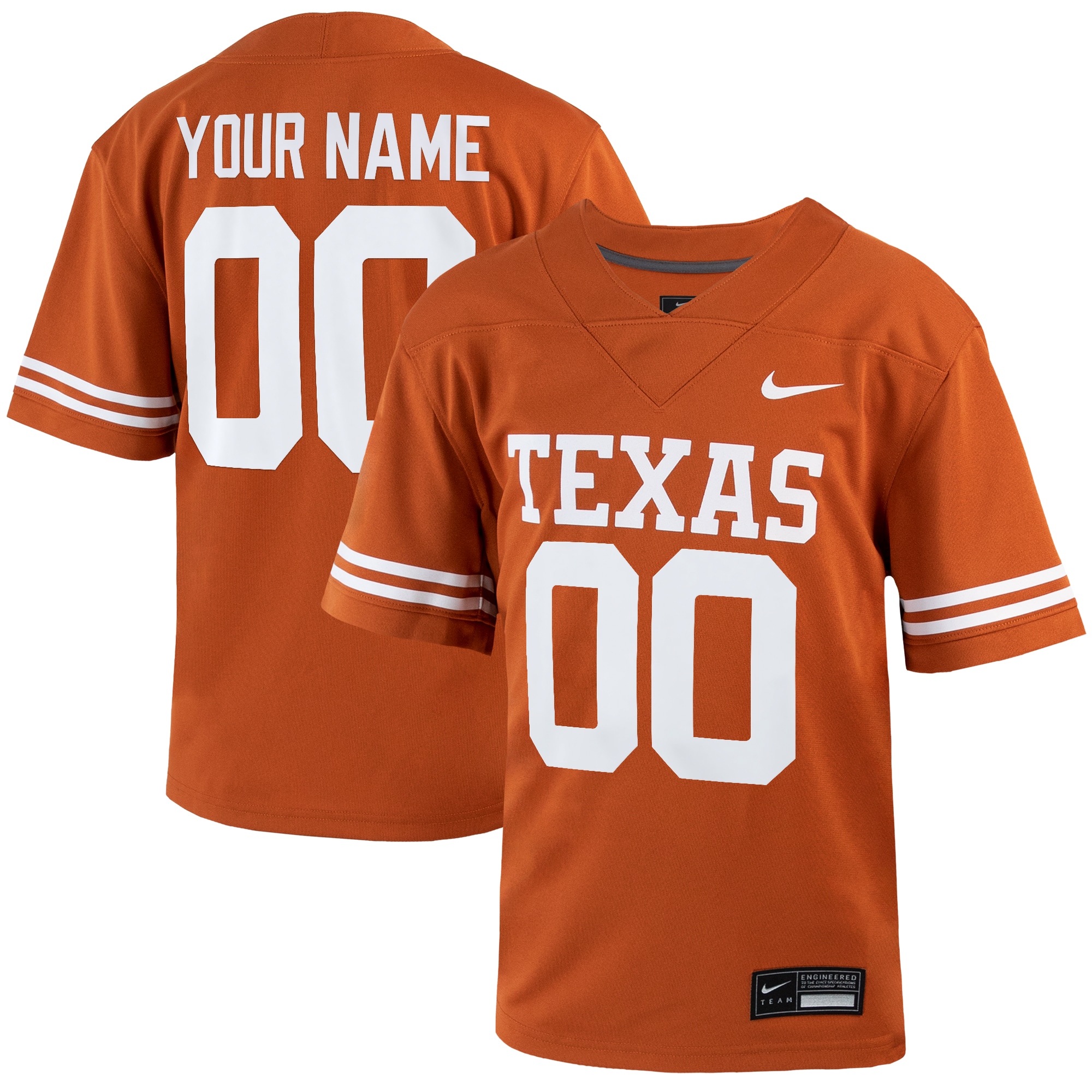 [NJP] Texas Longhorns Youth Custom Football Game Jersey - Texas Orange