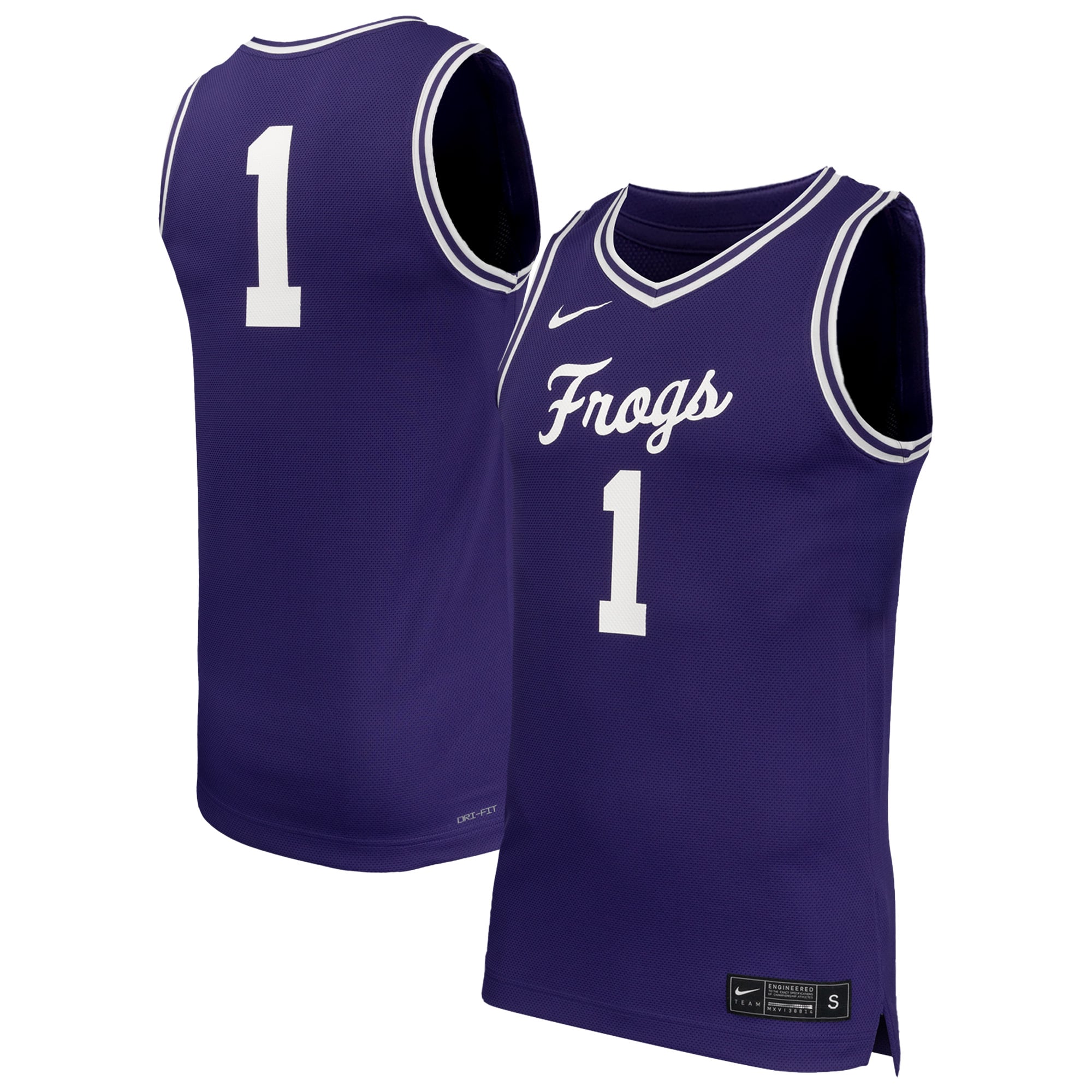 #1 TCU Horned Frogs Nike Replica Basketball Jersey - Purple