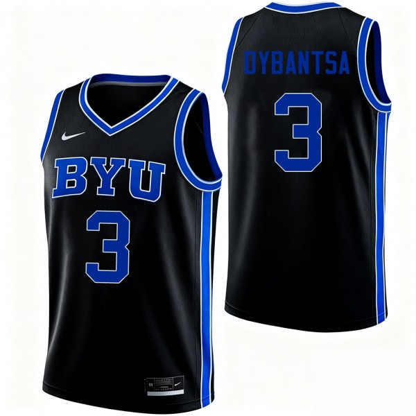 Men BYU Cougars #3 A.J. Dybantsa Black Nike Stitch Jerseys