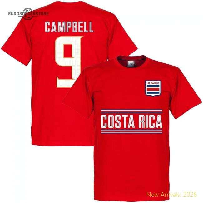 Costa Rica Campbell 9 Team T-shirt - Red - Fantastic Value