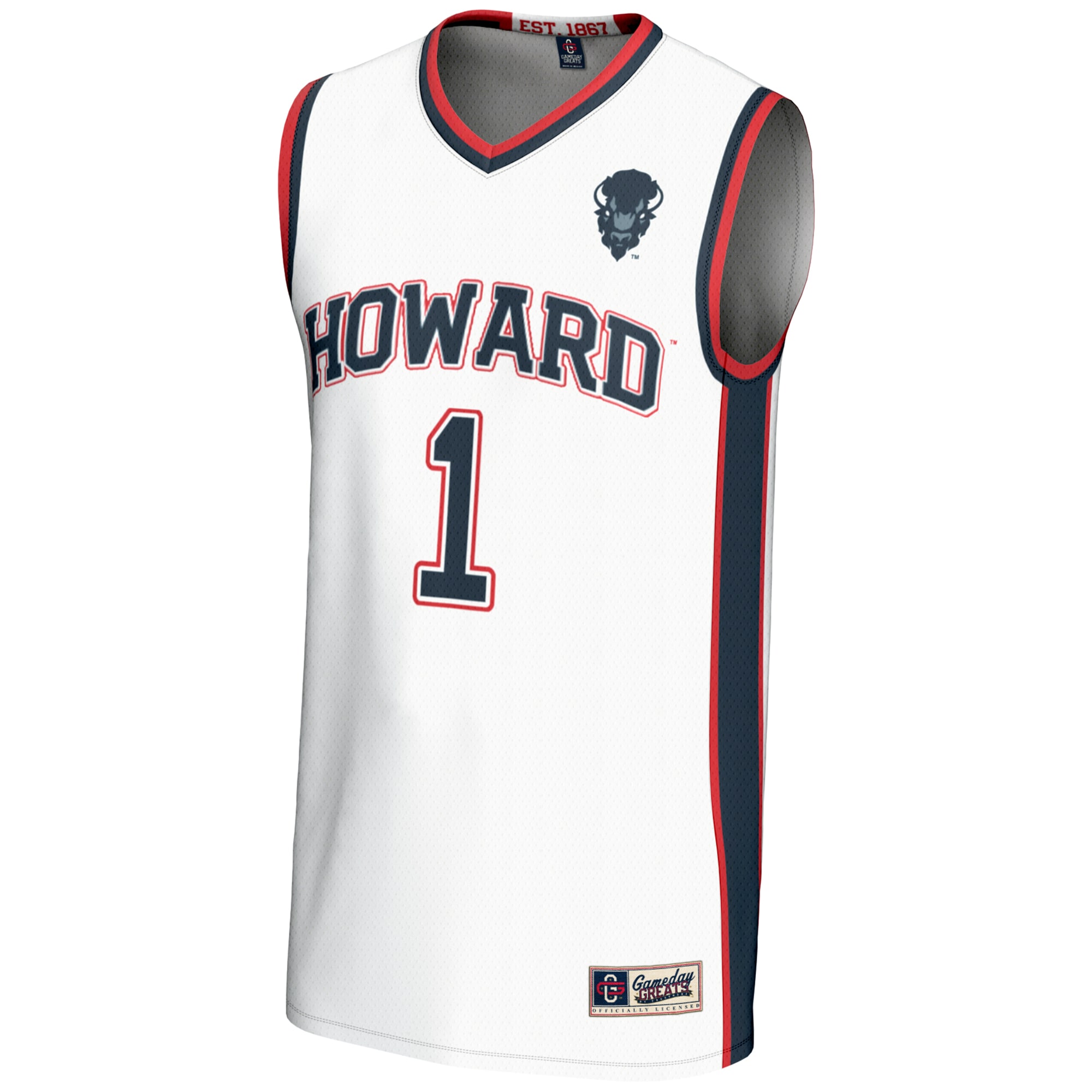 [DDG] Howard Bison GameDay Greats Youth Lightweight Basketball Jersey - White