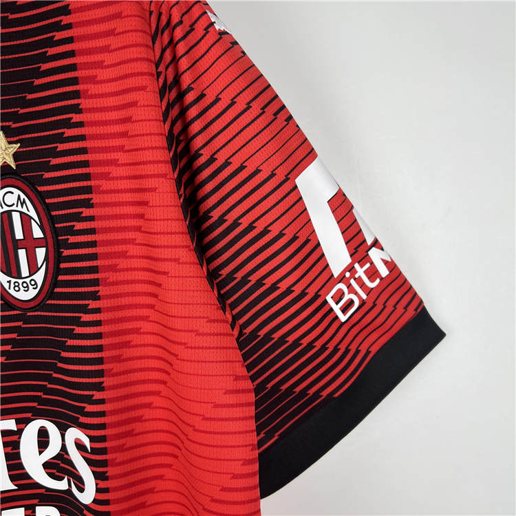 Moisture Wicking AC Milan 2324 Home Red Soccer Jersey Football Shirt