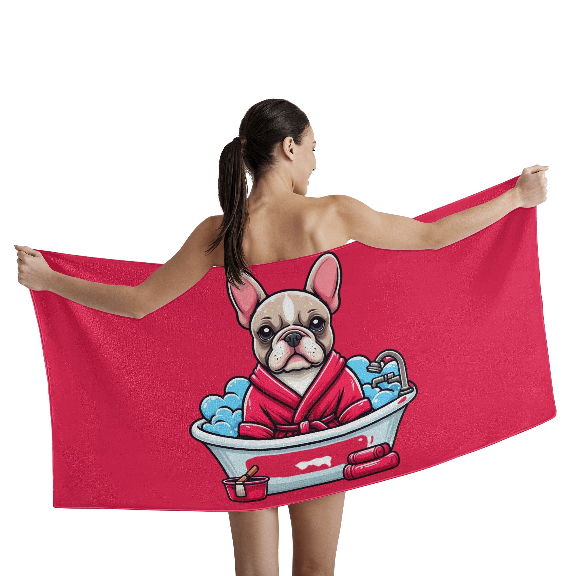 French Bulldog Lily Bath Towel Cute Frenchie Essential