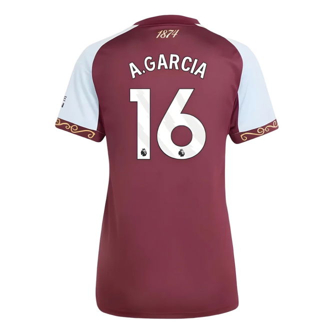 Aston Villa Home Soccer Shirt 2025-20 Garcia 16 L M Women S