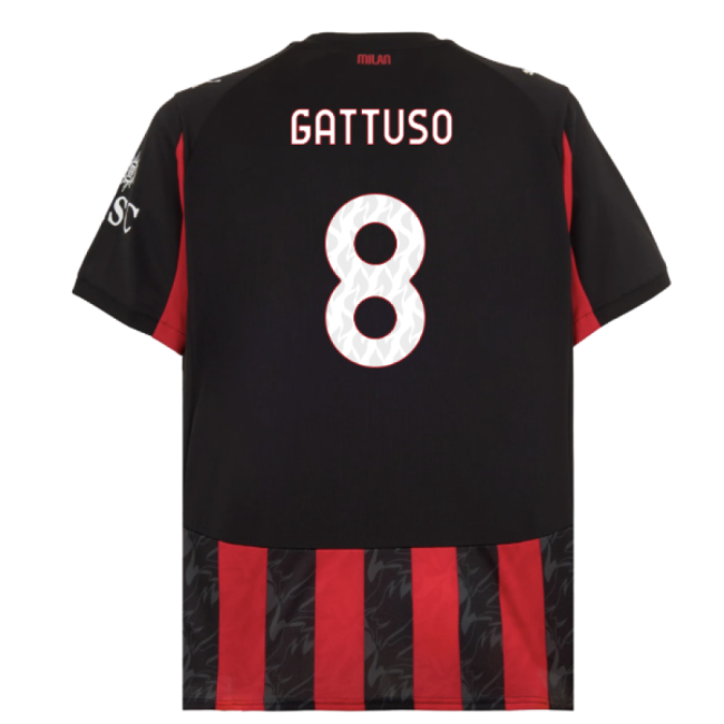 Gattuso 8 Official 2025-2026 AC Milan Serie A Home Strip