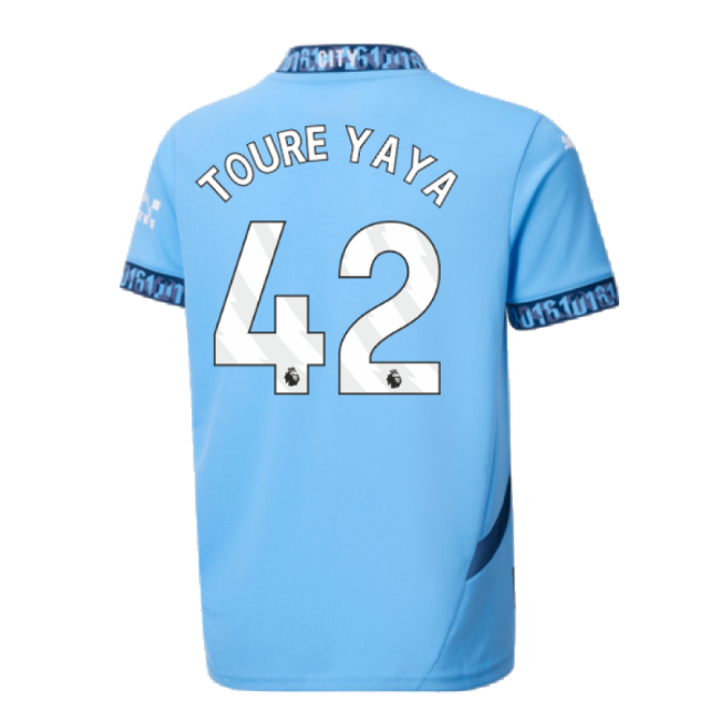 2024-20 Man City Home Soccer Jersey Toure Yaya 42 M S Kids